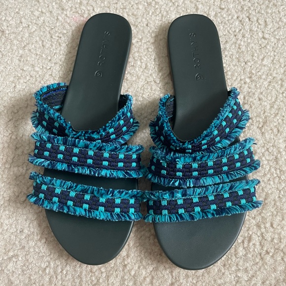 Rothy's Shoes - Rothy’s Teal Fringe Strap Sandals